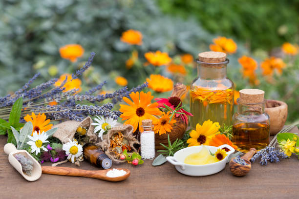 homeopathic medicine on wooden table